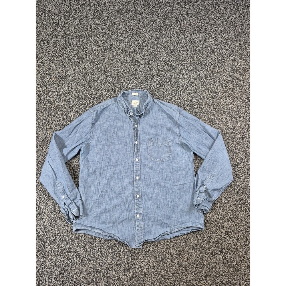 J.CREW Shirt Men's size XL chambray Denim‎ blue Workwear Casual Long Sleeve